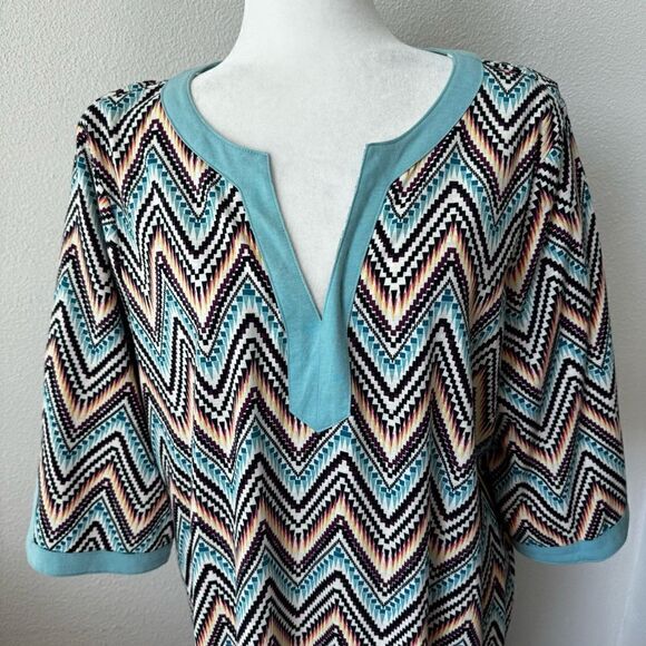 Jaclyn Smith Pullover Dress Zig Zag Colorful SZ XL - Picture 3 of 15